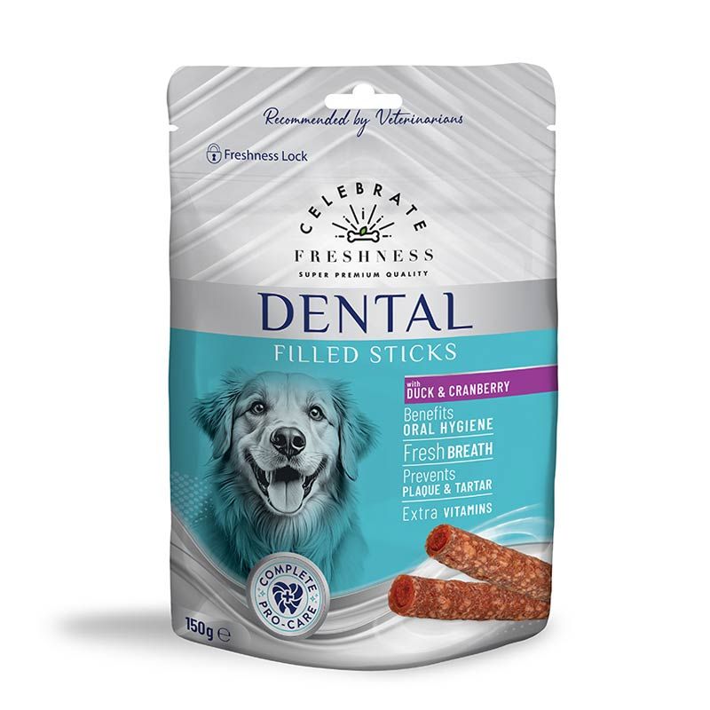 Celebrate Freshness Dental Filled Sticks Λιχουδιες Σκυλου Παπια Και Κρανμπερι 150Gr
