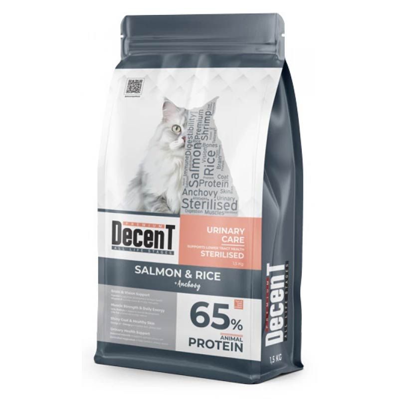 Decent Urinary Care Adult Cat Premium Σολομος Kαι Ρυζι 1.5Kg Και Δωρο Snack On The Go Παπια 25Gr
