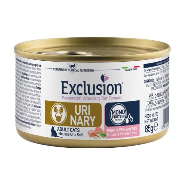 Exclusion Veterinary Diet Urinary Adult Cat Pork Pea And Rice Mousse Can 85Gr