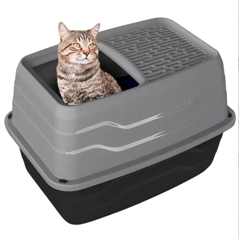 Nobleza Κλειστη Τουαλετα Γατας Γκρι Μαυρο Με Ανοιγμα Απο Πανω 56X40X38Cm