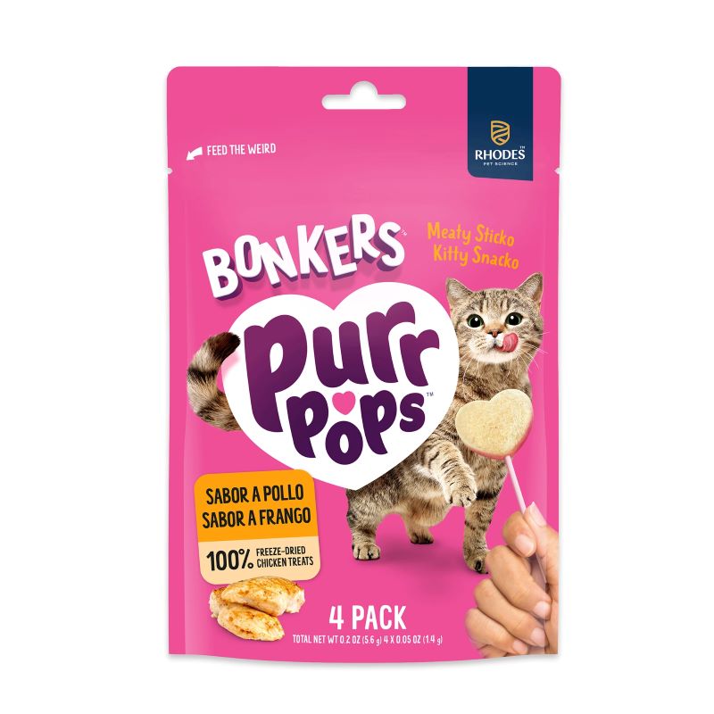 Bonkers Purrpops Cat Treats Freeze Dried Chicken 4Pcs X 5.4Gr