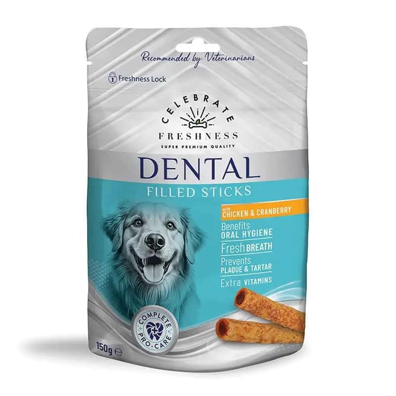 Celebrate Freshness Dental Soft Filled Sticks Λιχουδιες Σκυλου Κοτοπουλο Kai Cranberry 150Gr
