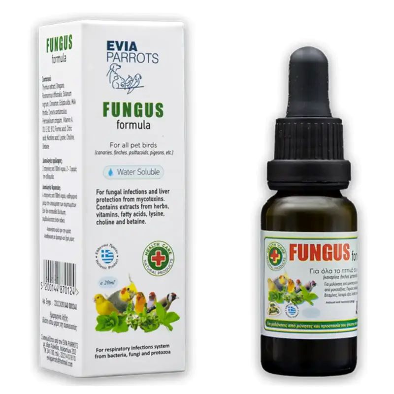 Evia Parrots Fungus Formula Προστασια Μυκητων Ωδικων Πτηνων 15Ml