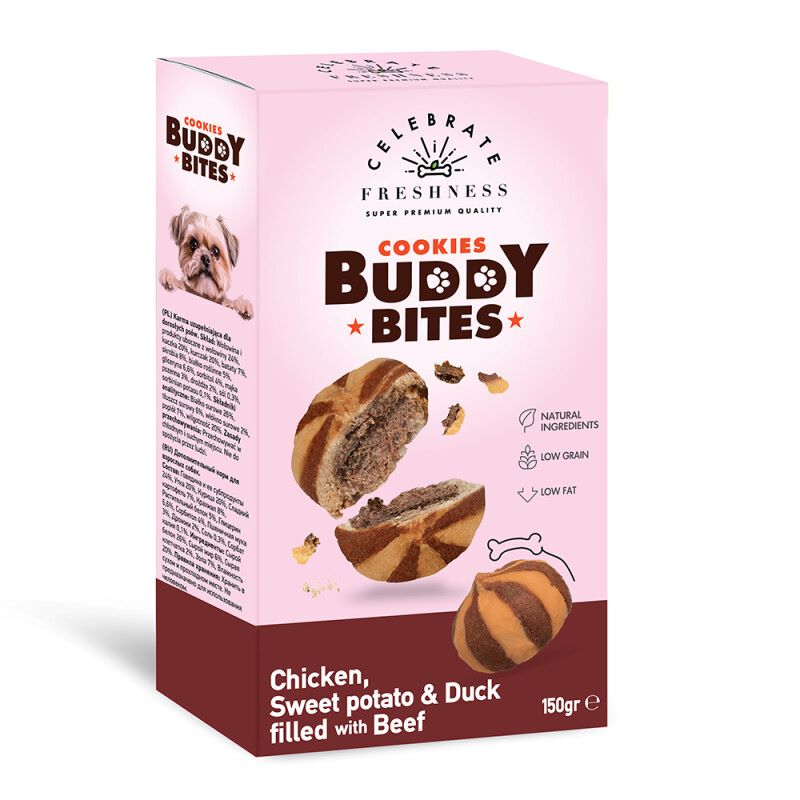 Celebrate Cookies Buddy Bites Chicken Sweet Potato And Duck Filled With Beef 150Gr