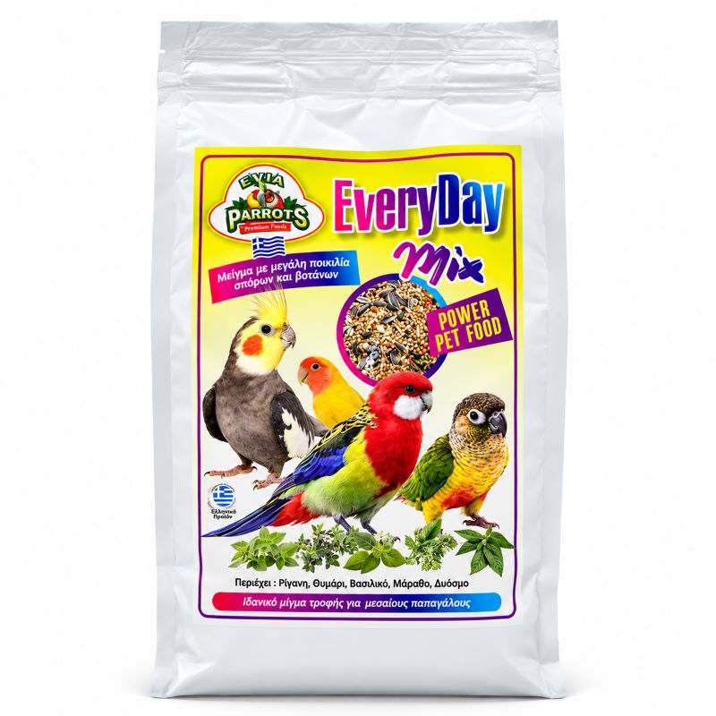 Evia Parrots Everyday Mix Μειγμα Σπορων Και Βοτανων Για Μεσσαιους Παπαγαλους 800Gr